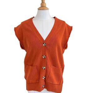 Free People Burnt Orange Oakleigh Oversized Boyfriend Sweater Vest, Size XS